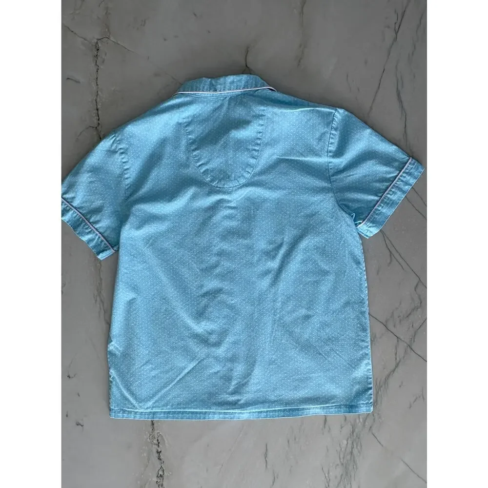 Alexander Del Rossa  Ice Blue polka Dot 100% Cotton Pajama Set Womens M